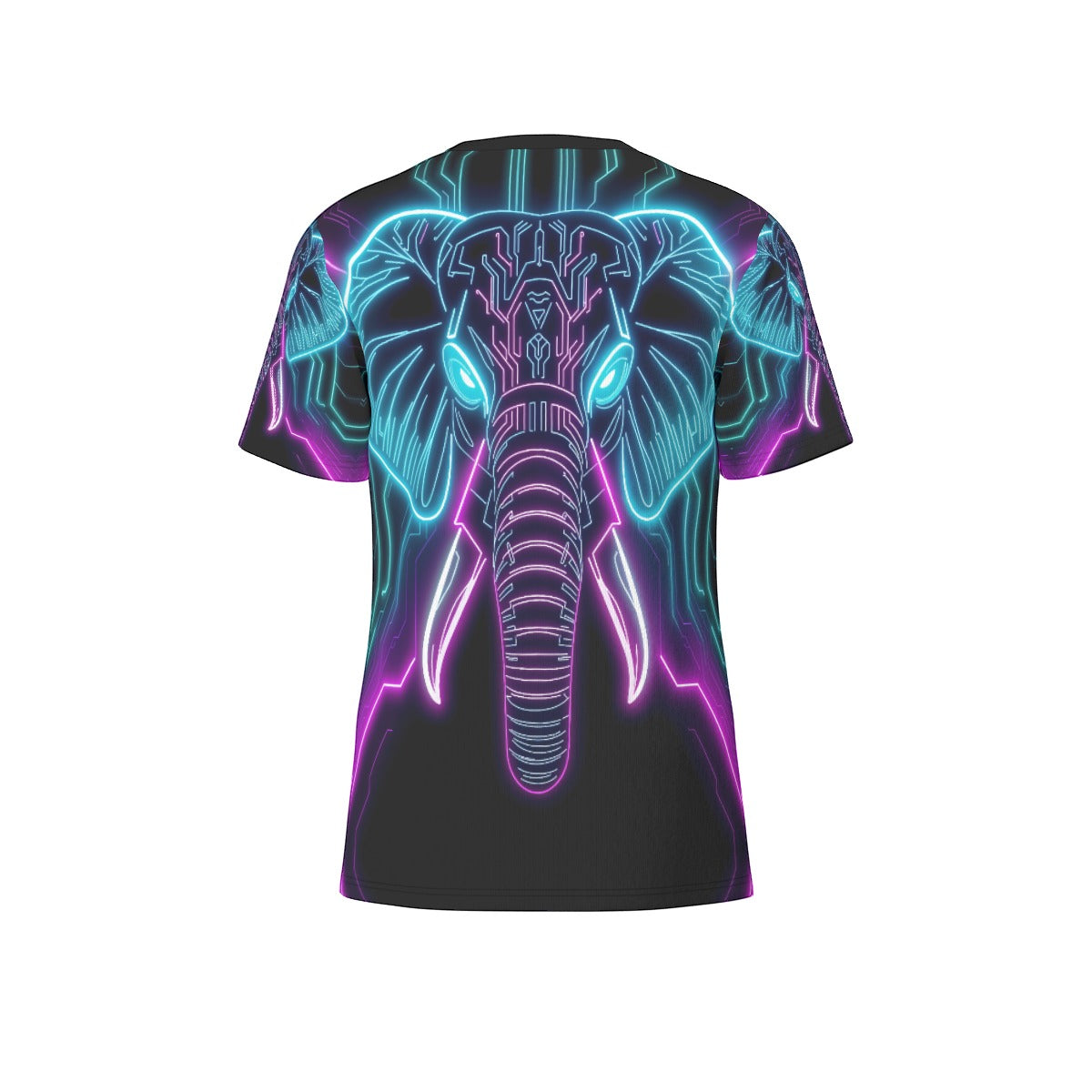 Neon Spirit Animal Elephant Cotton T-shirt by Bazaar Design Style