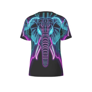 Neon Spirit Animal Elephant Cotton T-shirt by Bazaar Design Style