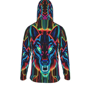 Neon Spirit Animal Wolf Hoodie with Mask by Bazaar Design Style
