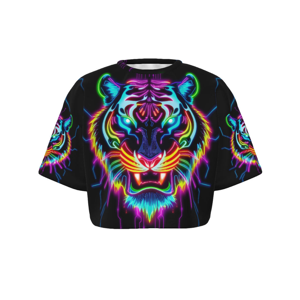 Neon Spirit Animal Tiger Crop Top T-Shirt