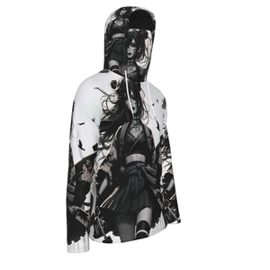 Anime Pin-Up Girl Longboard Hoodie with Mask by Bazaar Design Style