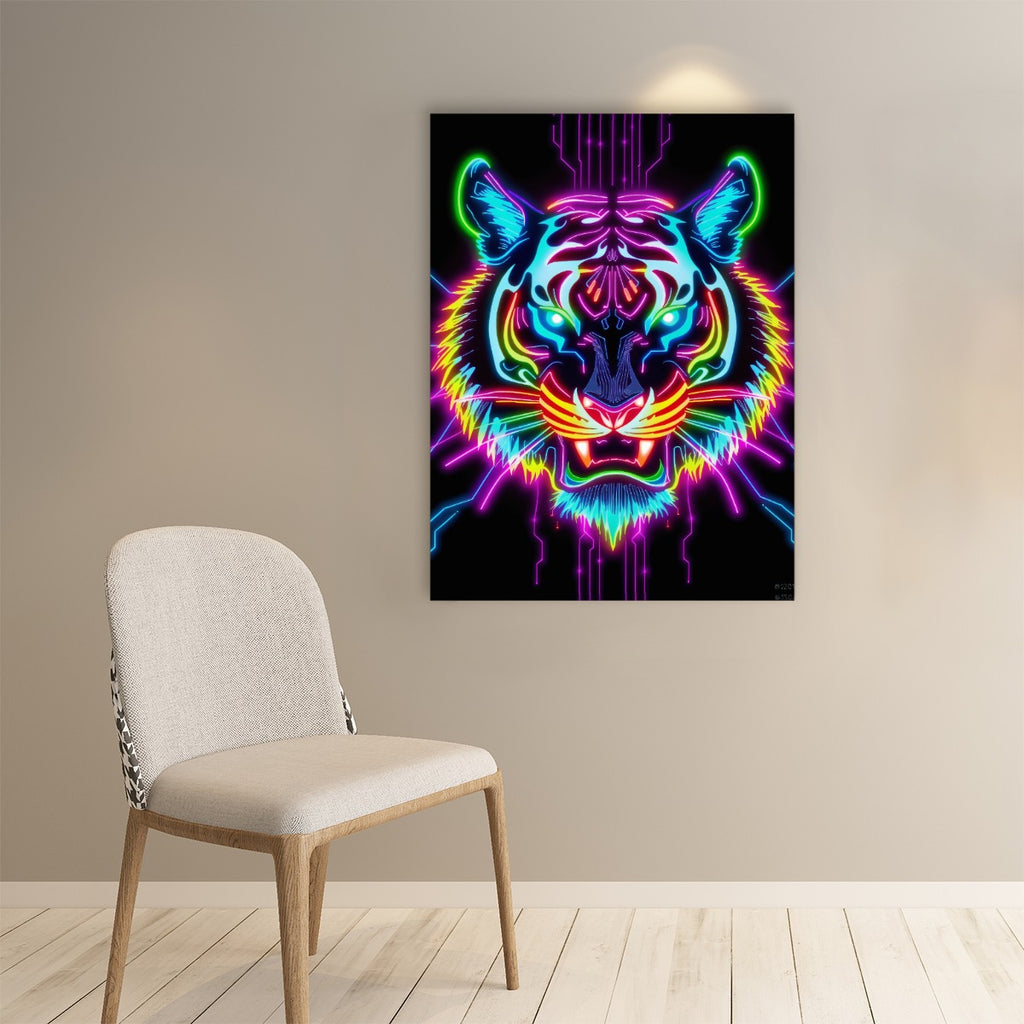 Neon Spirit Animal Tiger Poster by Bazaar Design Style