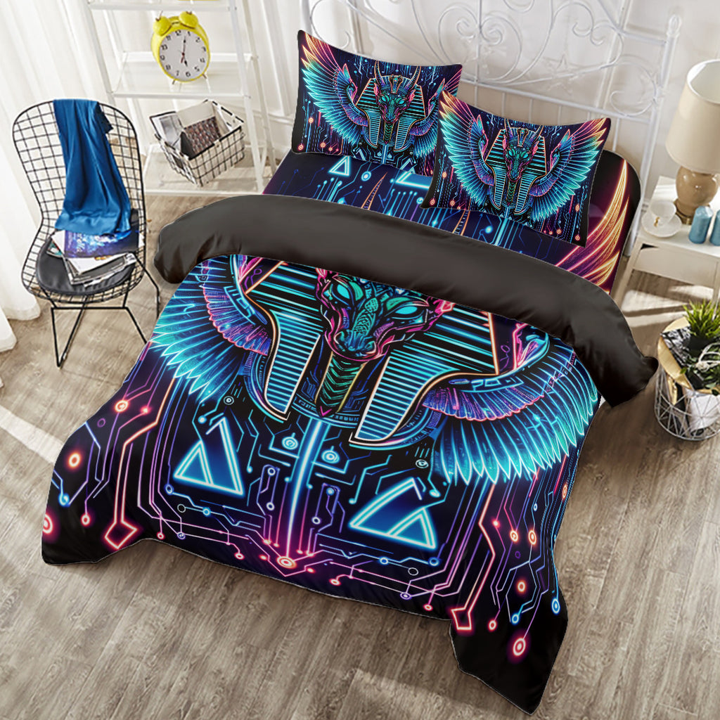 Egyptian Tech Sobek 4 Piece Duvet Cover Set by Bazaar Design Style (K,CK)
