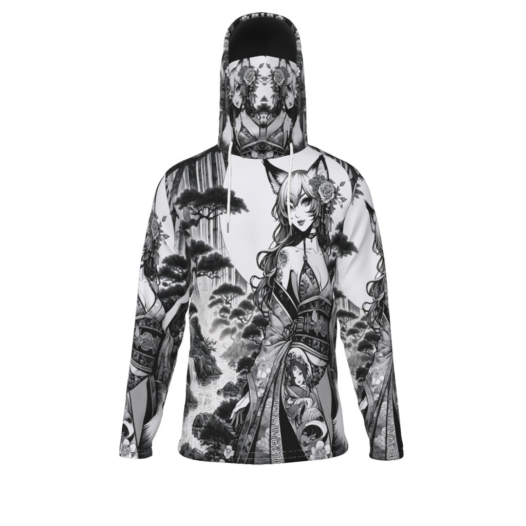 Anime Pin-up Girl Fox Hoodie with Mask by Bazaar Design Style