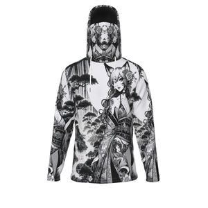 Anime Pin-up Girl Fox Hoodie with Mask by Bazaar Design Style