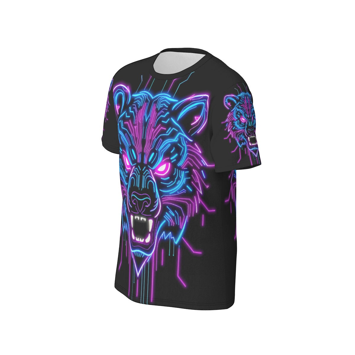 Neon Spirit Animal Bear Cotton T-shirt by Bazaar Design Style