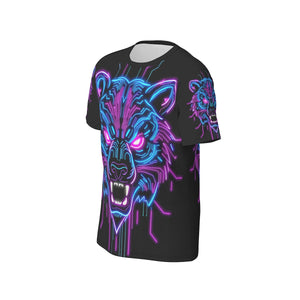 Neon Spirit Animal Bear Cotton T-shirt by Bazaar Design Style