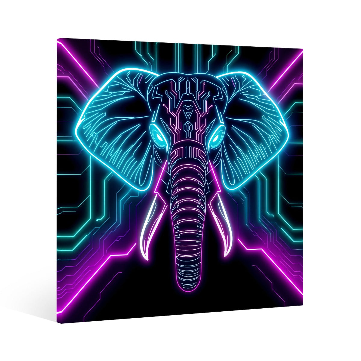 Neon Spirit Animal Elephant Canvas Print by Bazaar Design Style