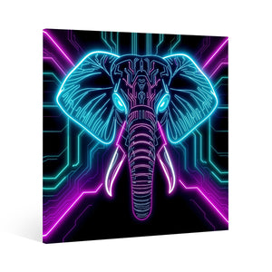 Neon Spirit Animal Elephant Canvas Print by Bazaar Design Style