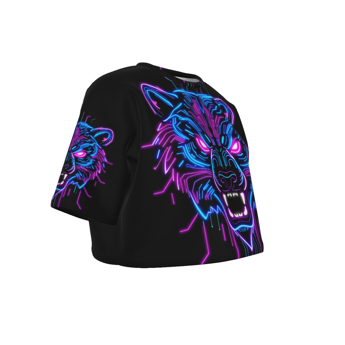 Neon Spirit Animal Bear Crop Top T-Shirt