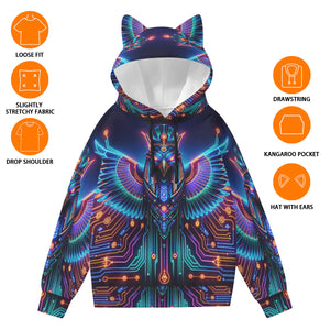 Egyptian Tech Horus Hoodie with Ears by Bazaar Design Style