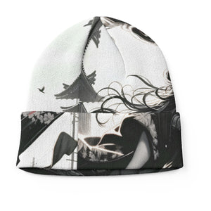 Anime Pin-Up Girl Longboard Beanie Hat by Bazaar Design Style