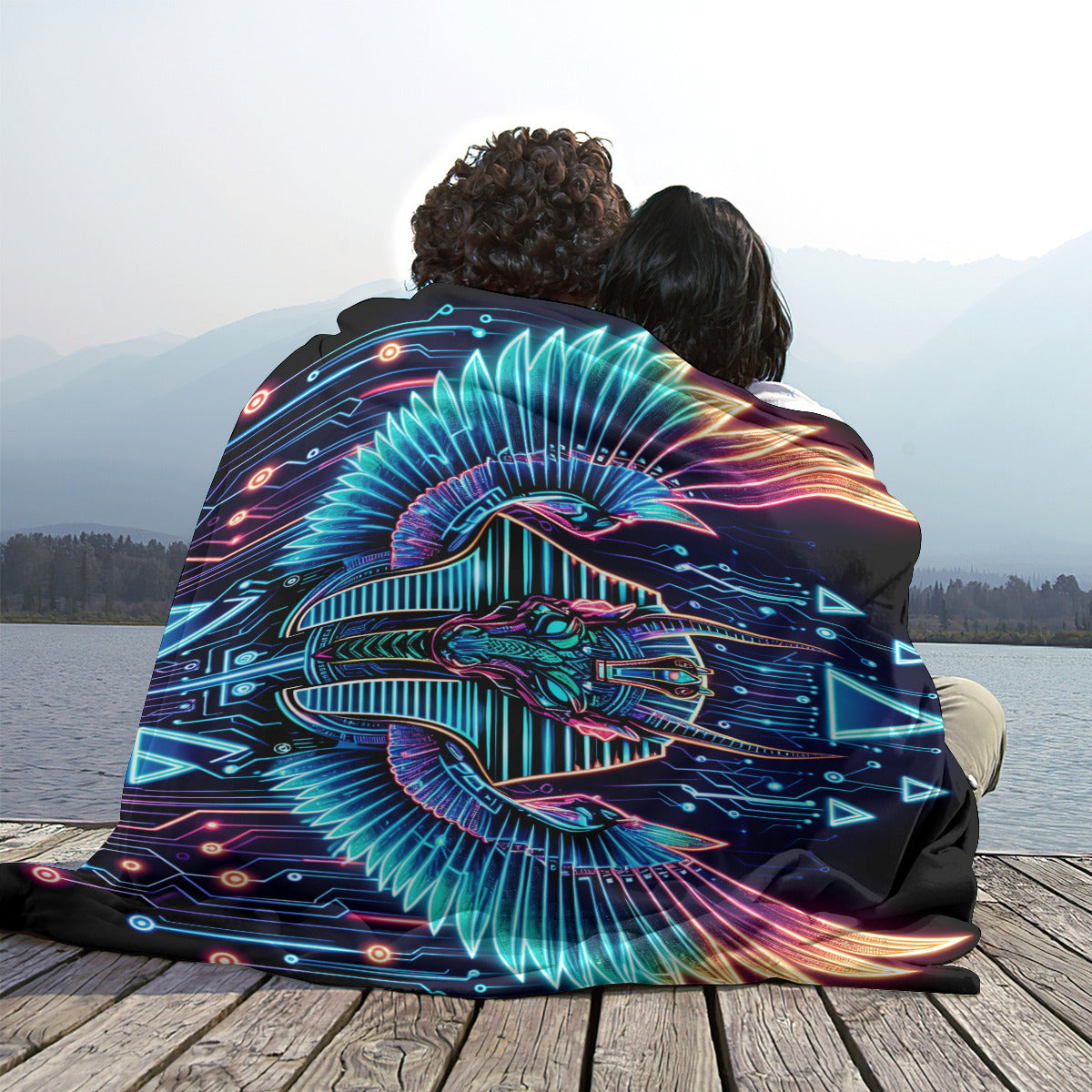 Egyptian Tech Sobek Flannel Blanket by Bazaar Design Style