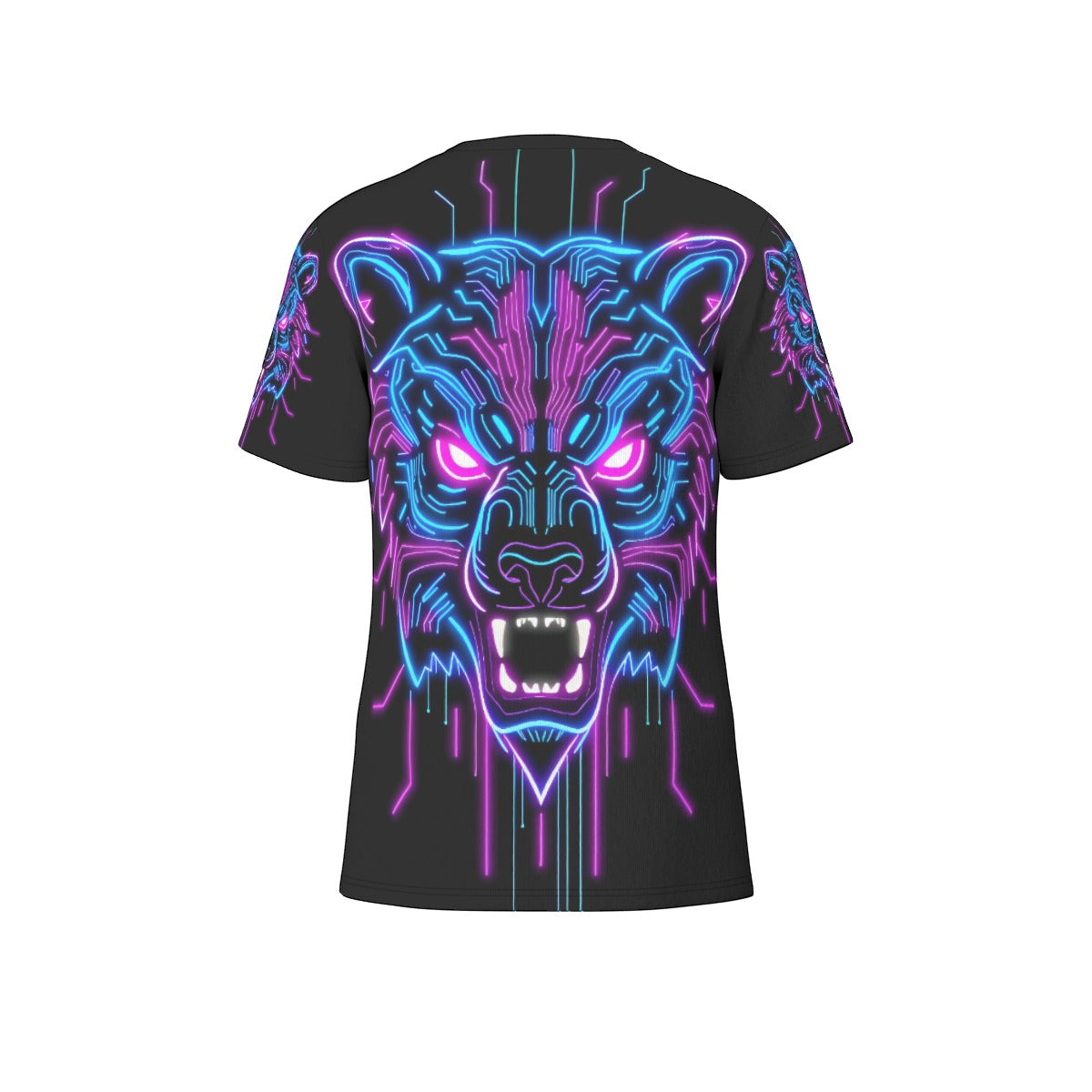 Neon Spirit Animal Bear Cotton T-shirt by Bazaar Design Style