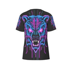 Neon Spirit Animal Bear Cotton T-shirt by Bazaar Design Style