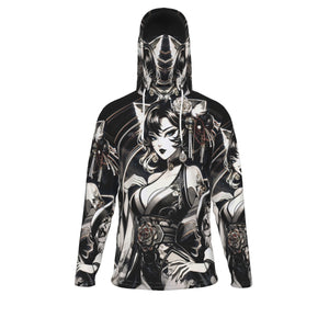Anime Pin-Up Girl Cat Hoodie with Mask by Bazaar Design Style
