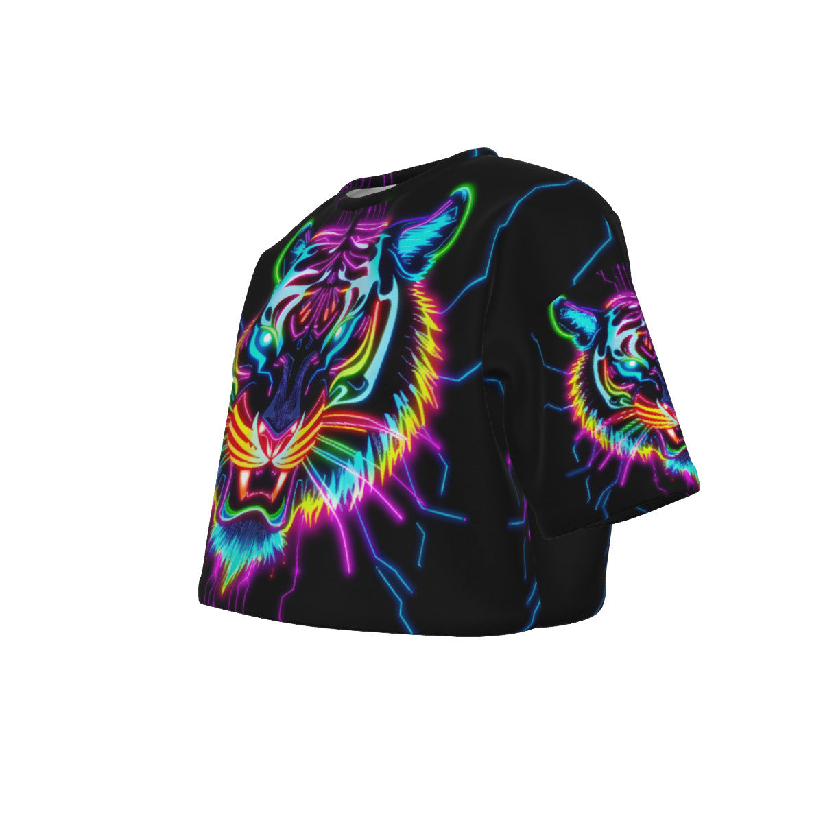 Neon Spirit Animal Tiger Crop Top T-Shirt