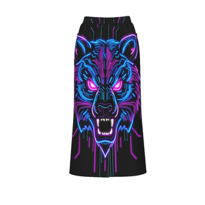 Neon Spirit Animal Bear Cotton Slit Skirt