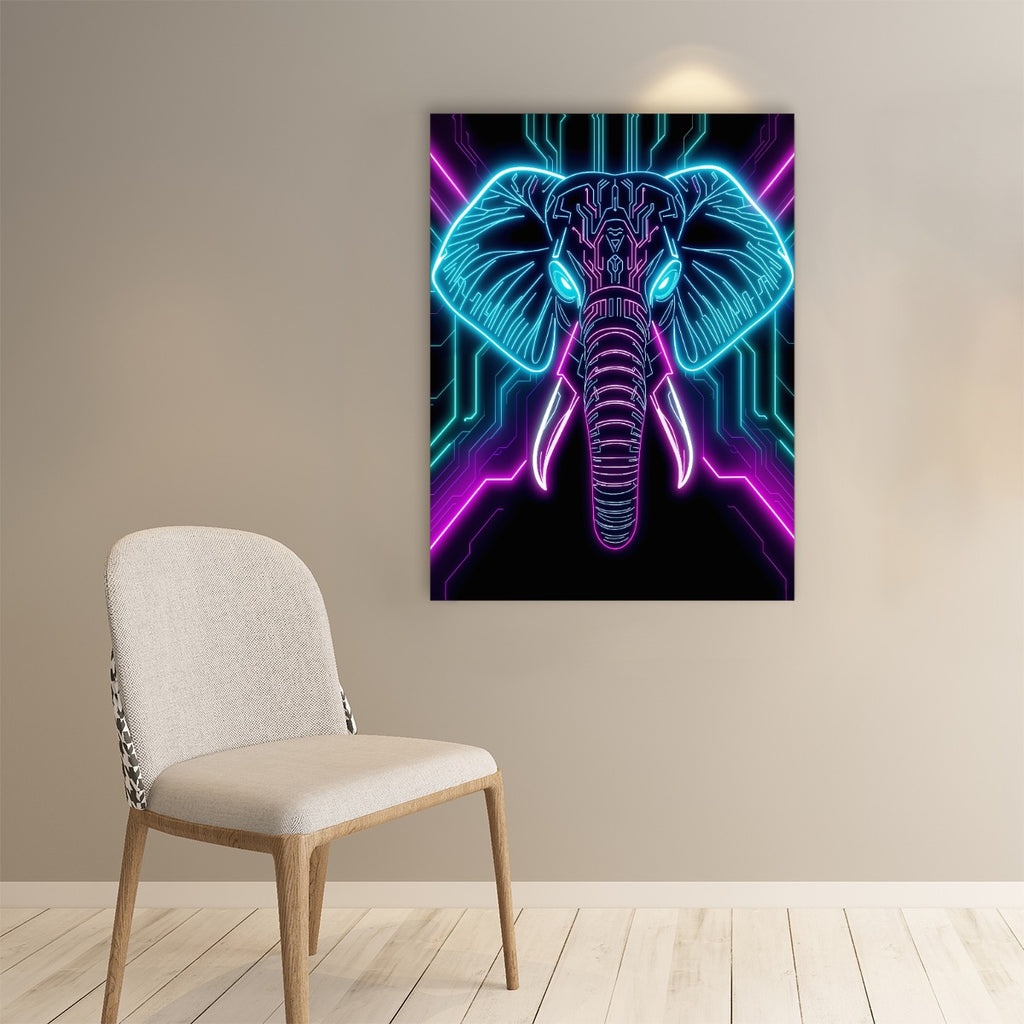 Neon Spirit Animal Elephant Oversized Poster by Bazaar Design Style
