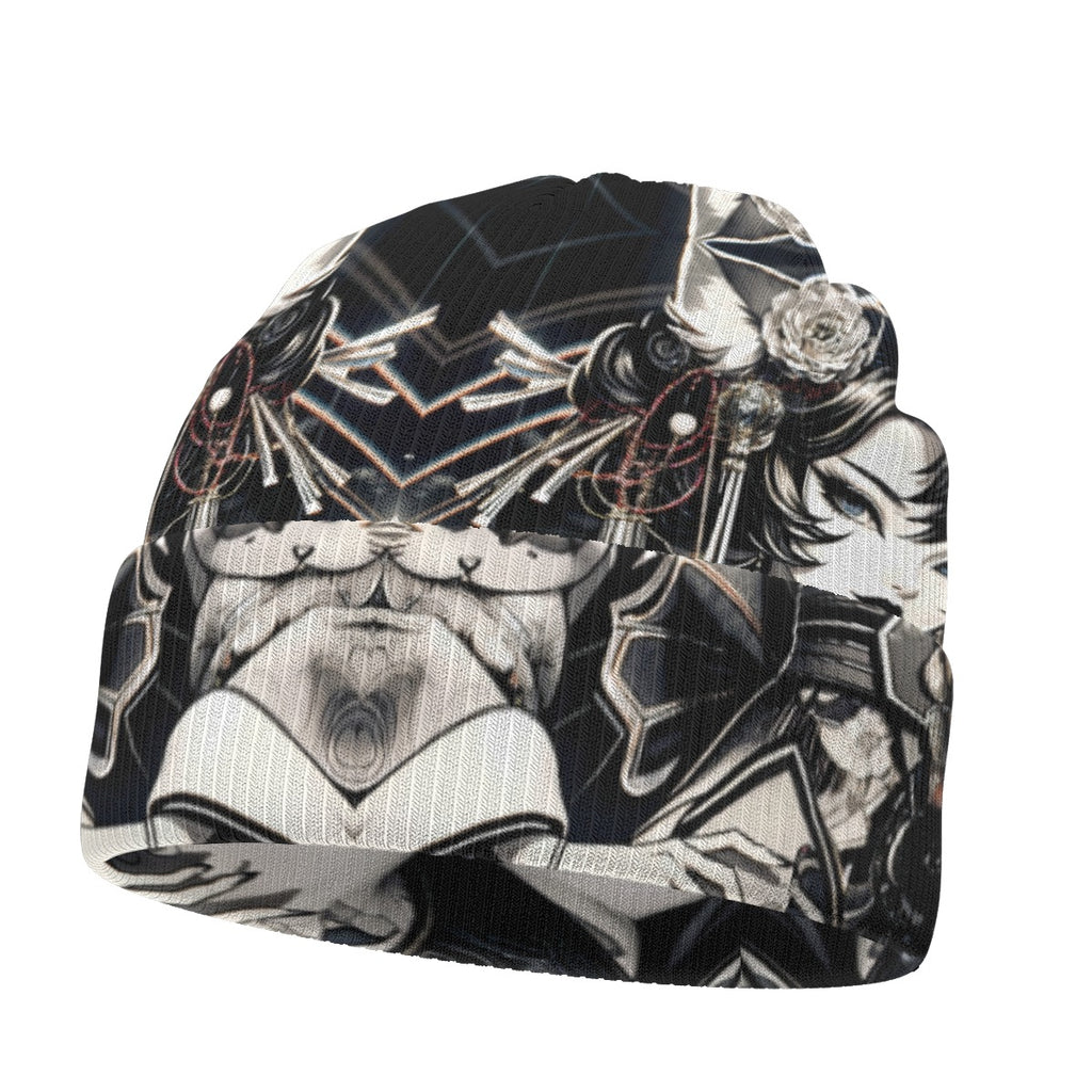 Anime Pin-Up Girl Cat Beanie Hat by Bazaar Design Style
