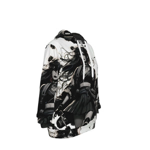 Anime Pin-Up Girl Longboard Cotton Pullover Hoodie by Bazaar Design Style