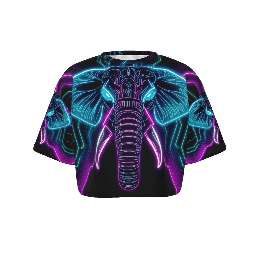 Neon Spirit Animal Elephant Crop Top T-Shirt