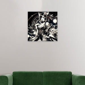 Anime Pin-up Girl Cat Canvas Print by Bazaar Design Style