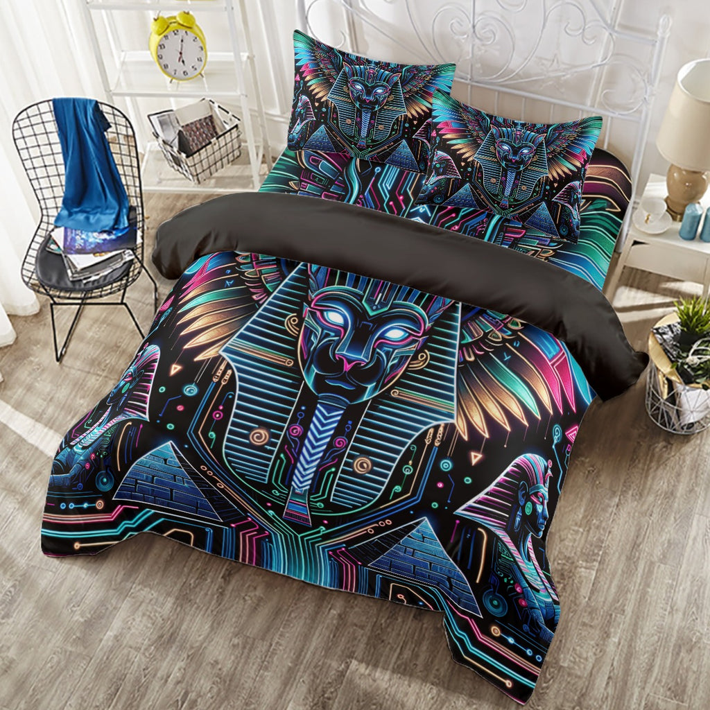 Egyptian Tech Bastet 4 Piece Duvet Cover Set by Bazaar Design Style (T,F,Q)
