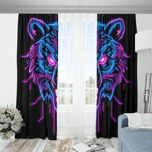 Neon Spirit Animal Bear Blackout Curtains with Hooks by Bazaar Design Style