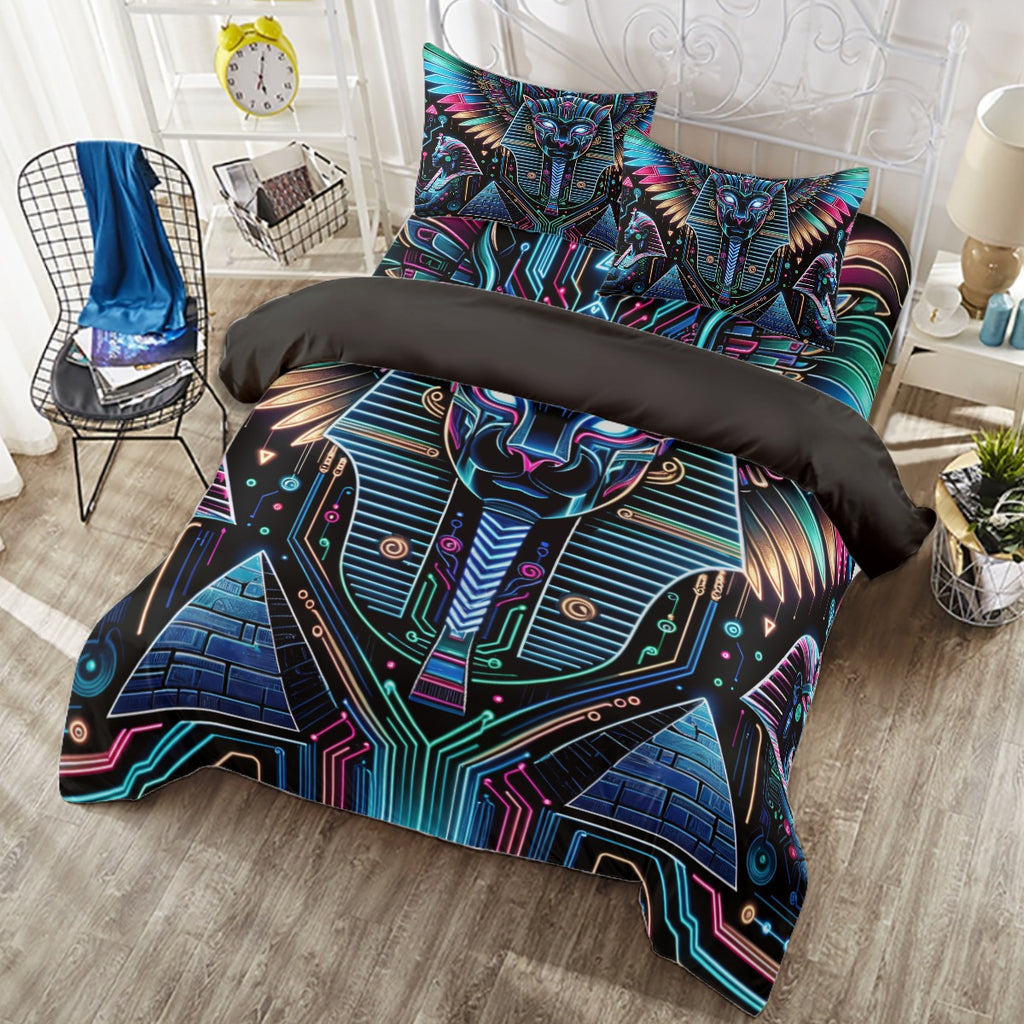Egyptian Tech Bastet 4 Piece Duvet Cover Set by Bazaar Design Style (K,CK)