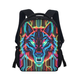 Neon Spirit Animal Wolf Student Backpack by Bazaar Design Style