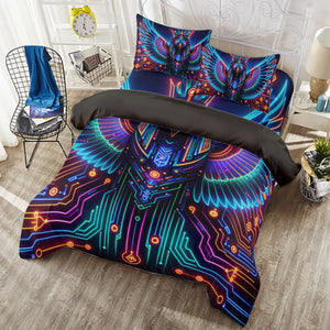Egyptian Tech Horus 4 Piece Duvet Cover Set by Bazaar Design Style (K,CK)