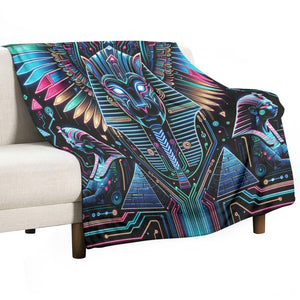 Egyptian Tech Bastet Flannel Blanket by Bazaar Design Style