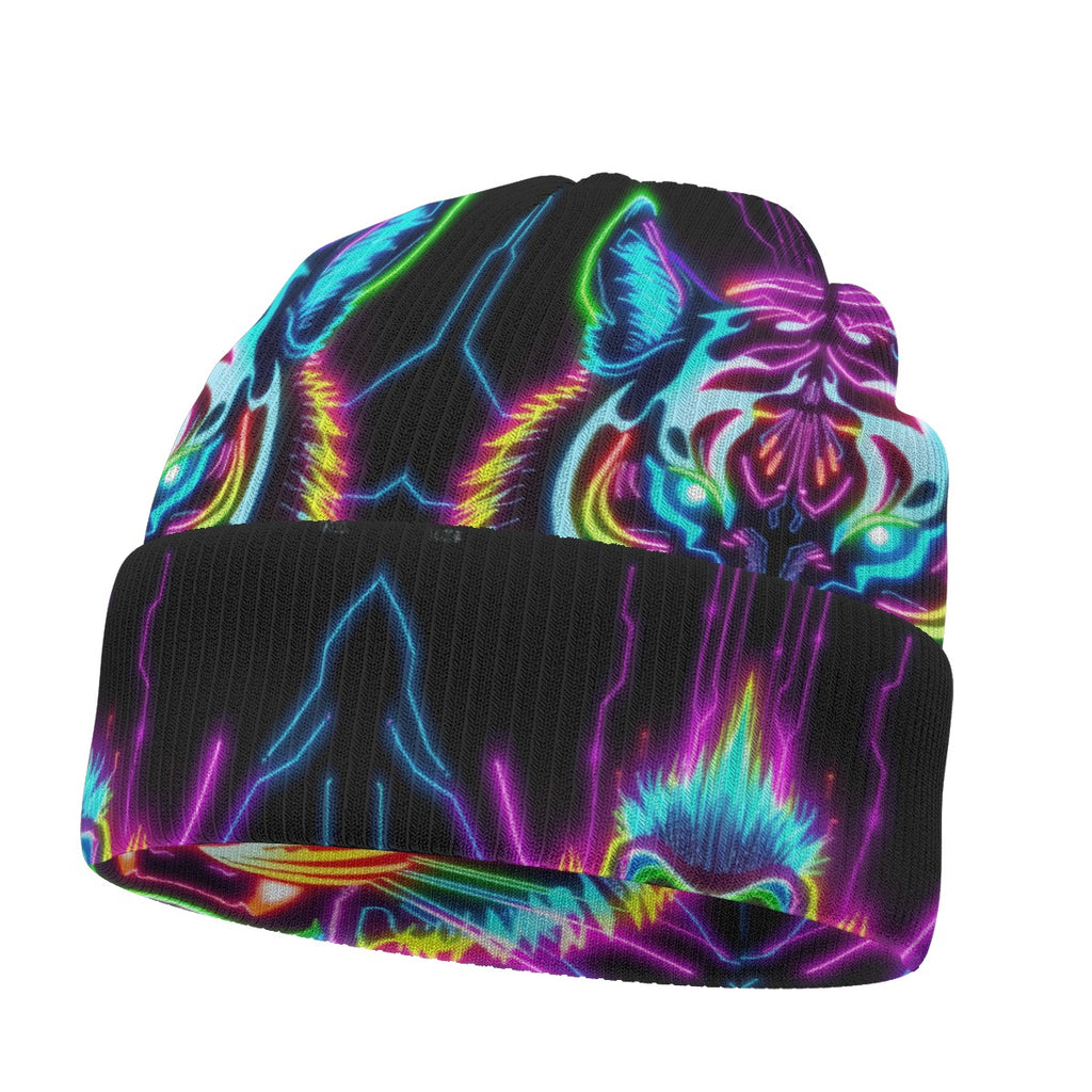 Neon Spirit Animal Tiger Beanie Hat by Bazaar Design Style
