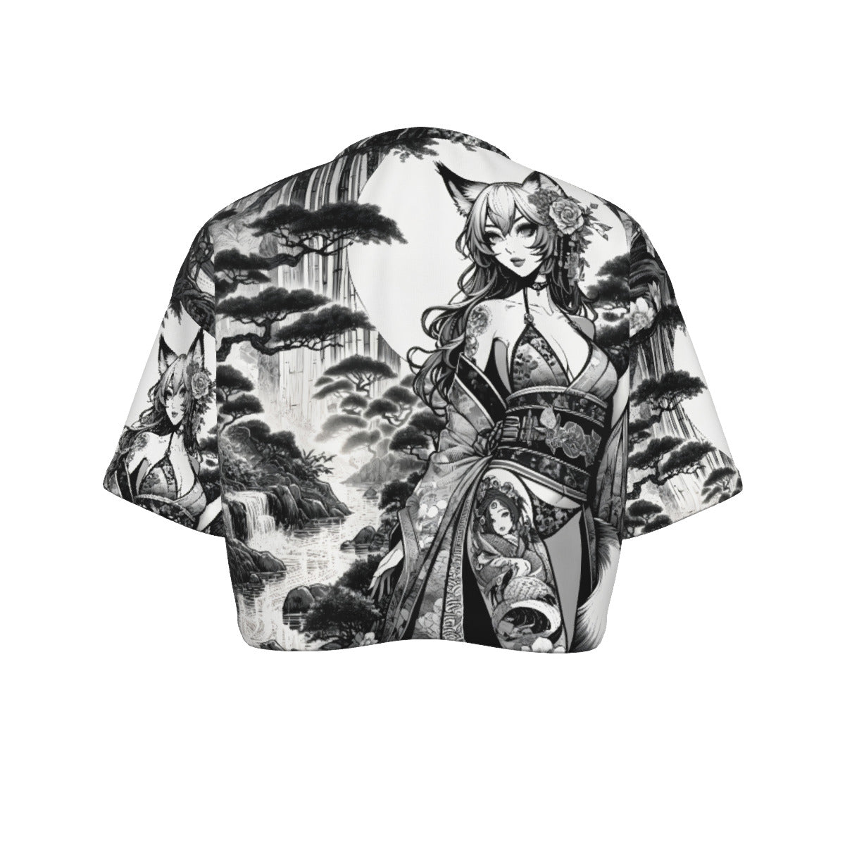 Anime Pin-Up Fox Crop Top T-Shirt