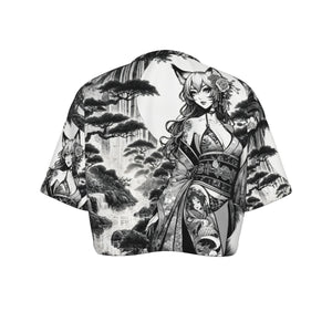 Anime Pin-Up Fox Crop Top T-Shirt