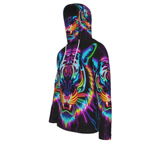 Neon Spirit Animal Tiger Hoodie with Mask by Bazaar Design Style