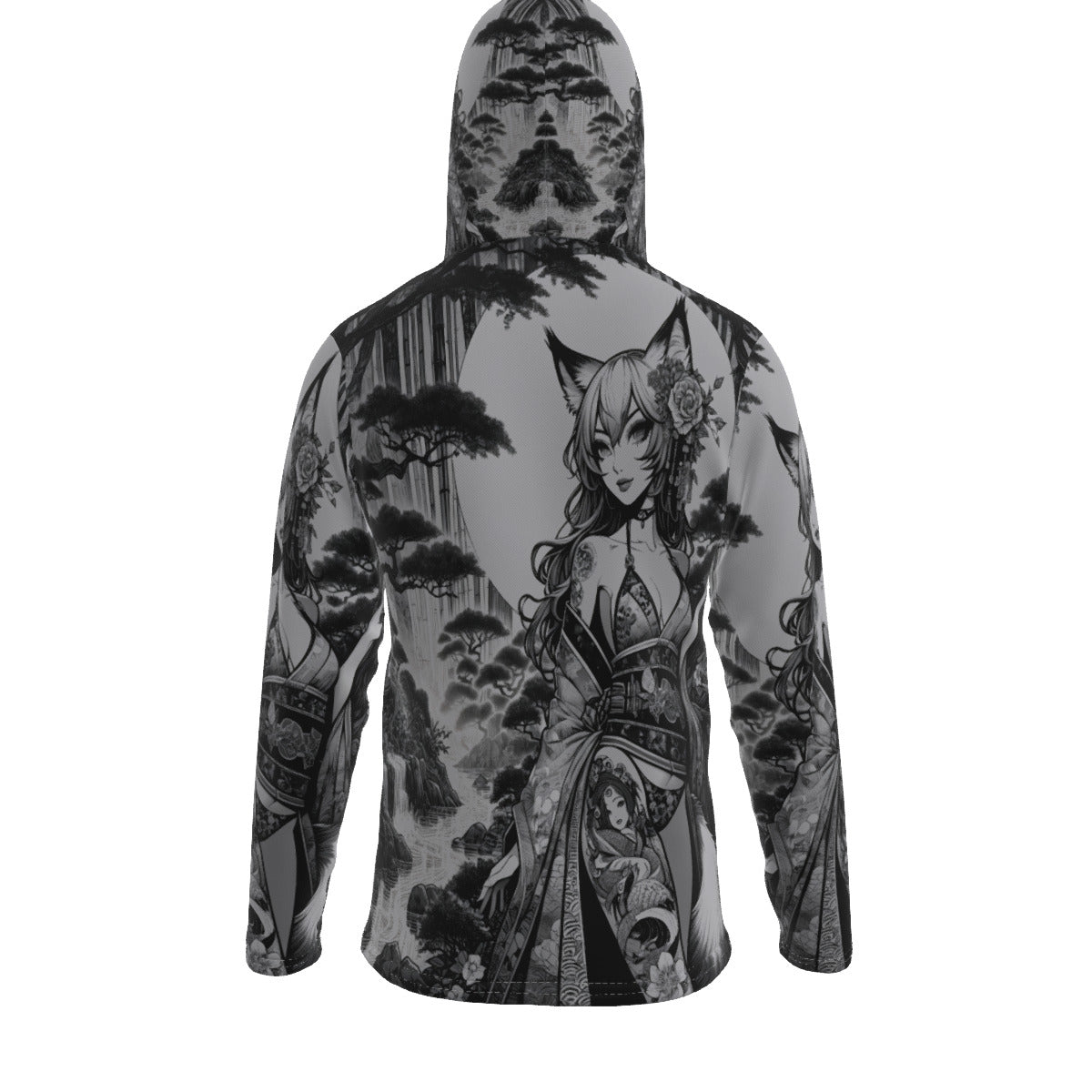 Anime Pin-up Girl Fox Hoodie with Mask by Bazaar Design Style