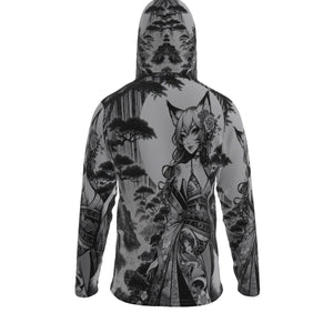 Anime Pin-up Girl Fox Hoodie with Mask by Bazaar Design Style