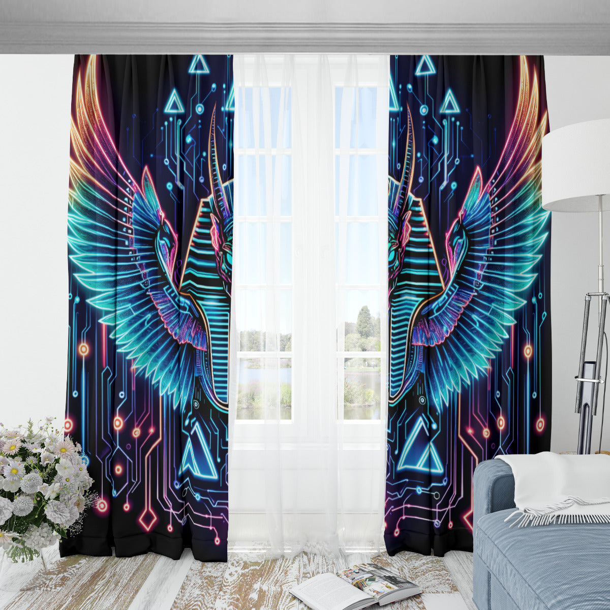 Egyptian Tech Sobek Blackout Curtains with Hooks by Bazaar Design Style