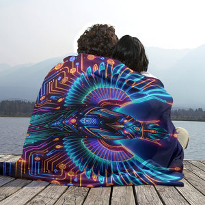 Egyptian Tech Horus Flannel Blanket by Bazaar Design Style
