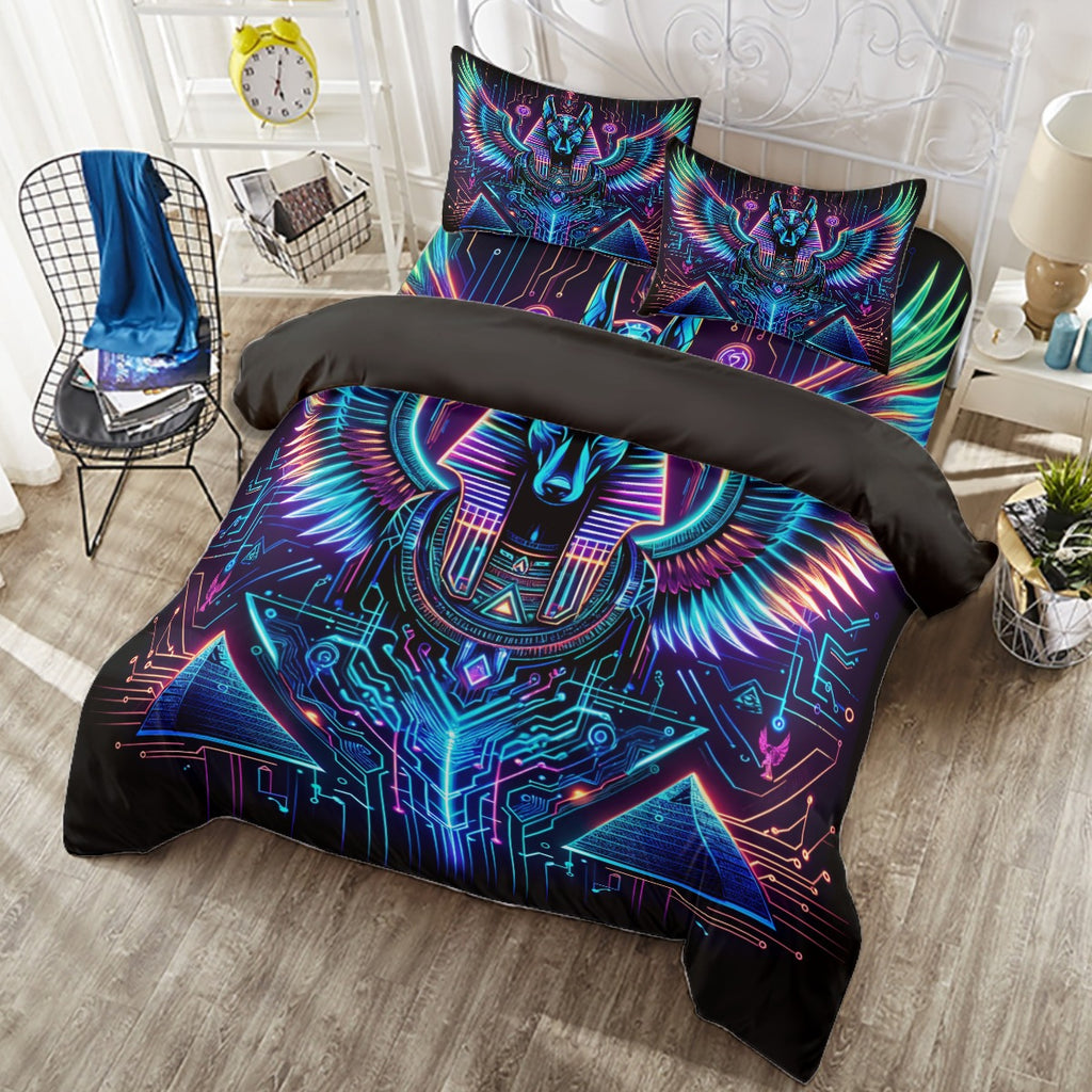 Egyptian Tech Anubis 4 Piece Duvet Cover Set by Bazaar Design Style (T,F,Q)