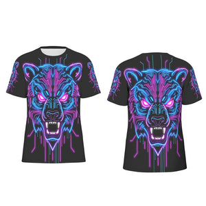 Neon Spirit Animal Bear Cotton T-shirt by Bazaar Design Style