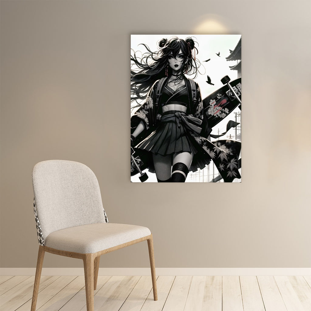 Anime Pin-up Girl Longboard Poster by Bazaar Design Style