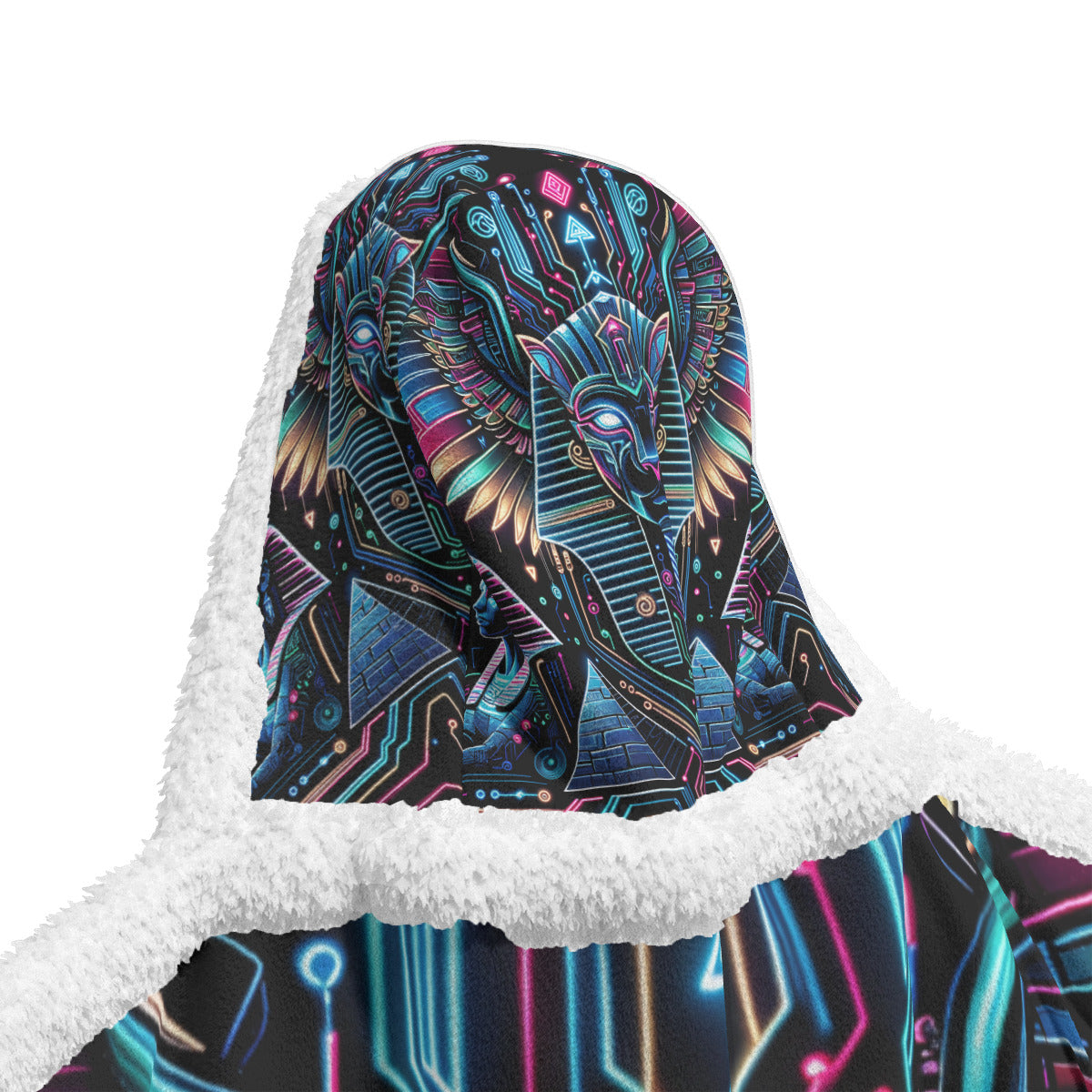Egyptian Tech Bastet Hooded Sherpa Blanket
