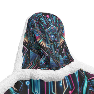 Egyptian Tech Bastet Hooded Sherpa Blanket