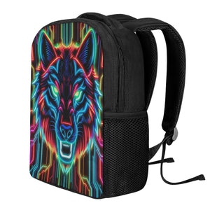 Neon Spirit Animal Wolf Student Backpack by Bazaar Design Style