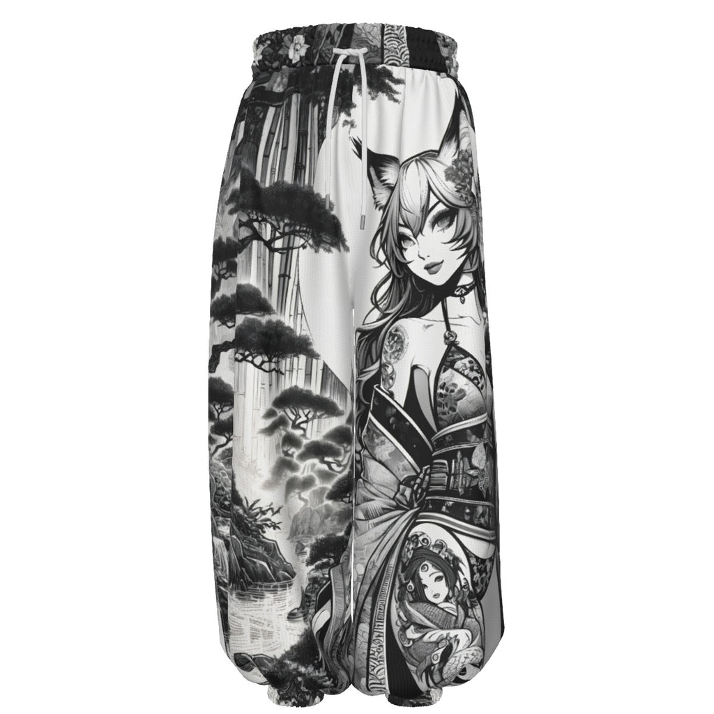Anime Pin-up Girl Fox Lantern Pants by Bazaar Design Style