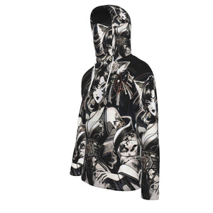 Anime Pin-Up Girl Cat Hoodie with Mask by Bazaar Design Style