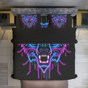 Neon Spirit Animal Bear 4 Piece Duvet Cover Set by Bazaar Design Style (T,F,Q)